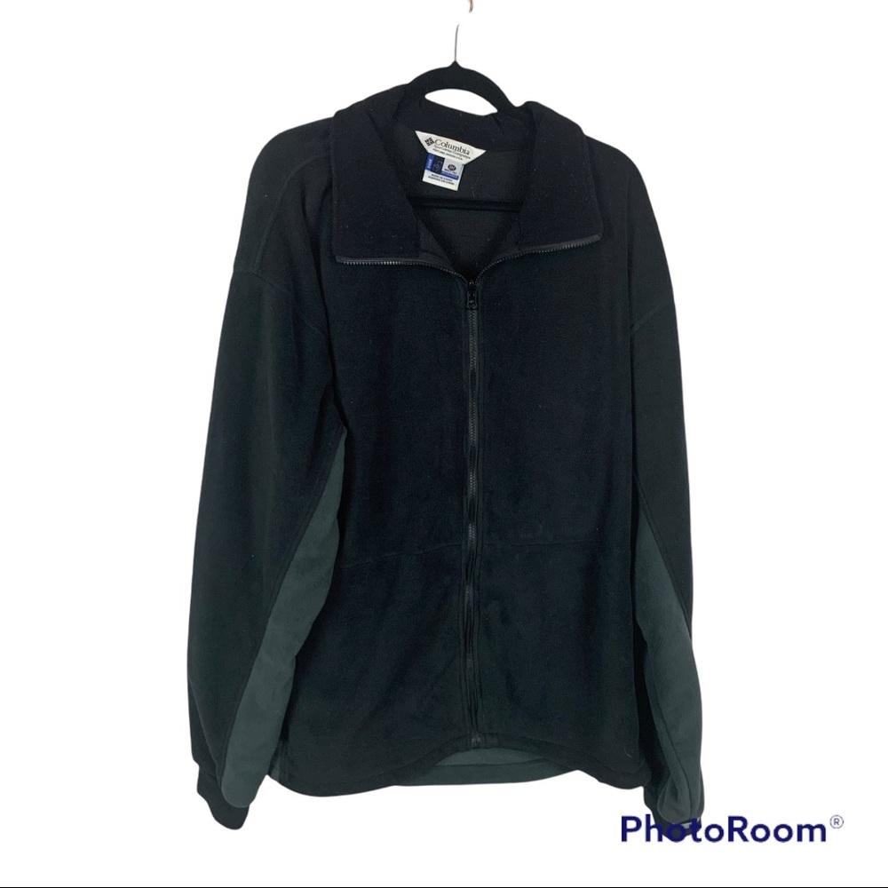 ❤️ Men's Columbia Black and Gray Two Toned Fleece Zip Up Jacket Size 2X Tall